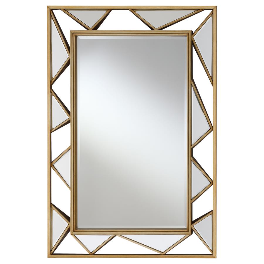 (image for) Rhonda Rectangular Geometric Wall Mirror Gold