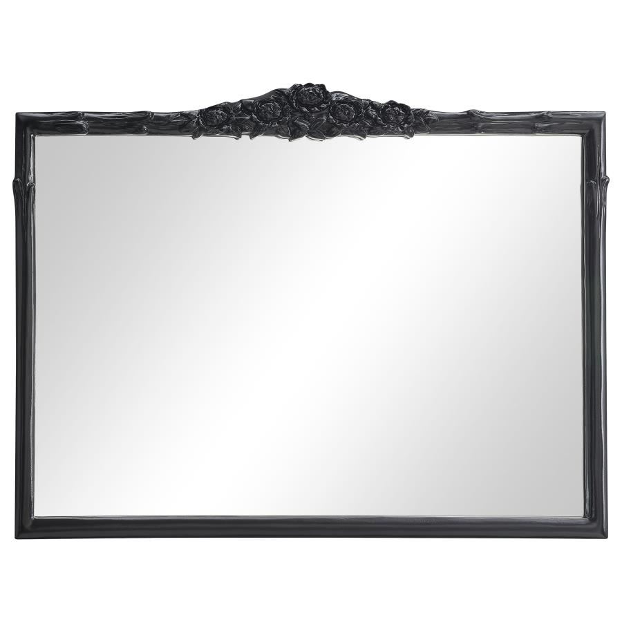 (image for) Sylvie 40 x 30 Inch French Provincial Mantle Mirror Black