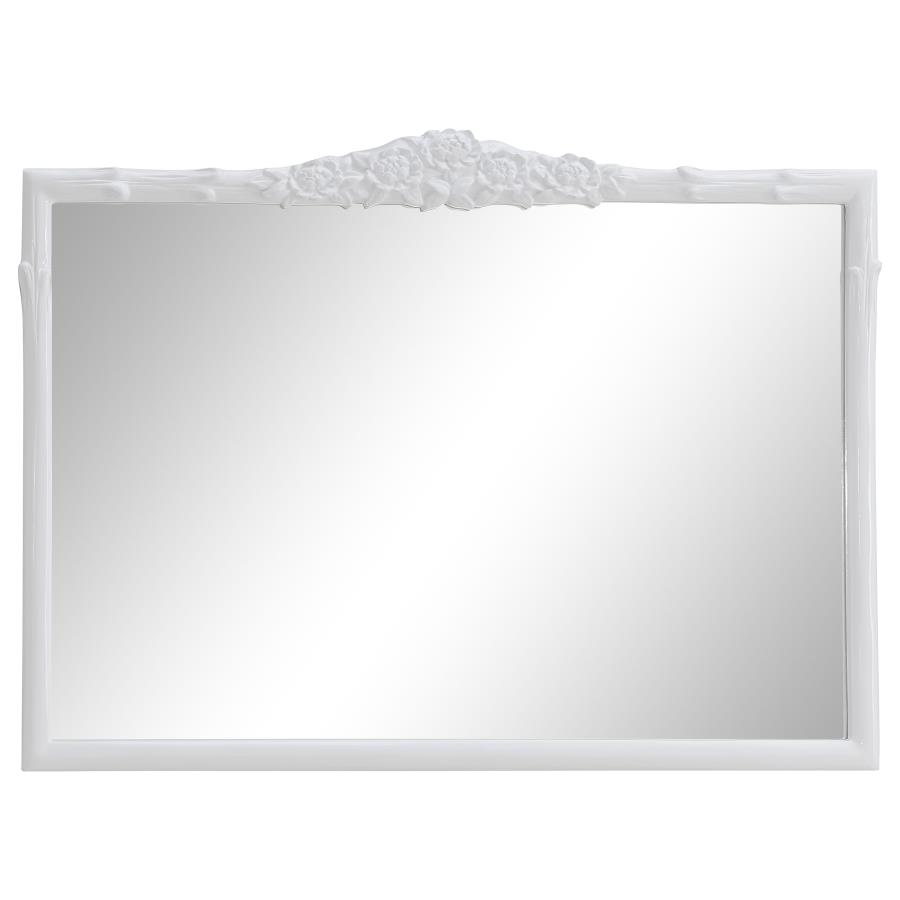 (image for) Sylvie 40 x 30 Inch French Provincial Mantle Mirror White