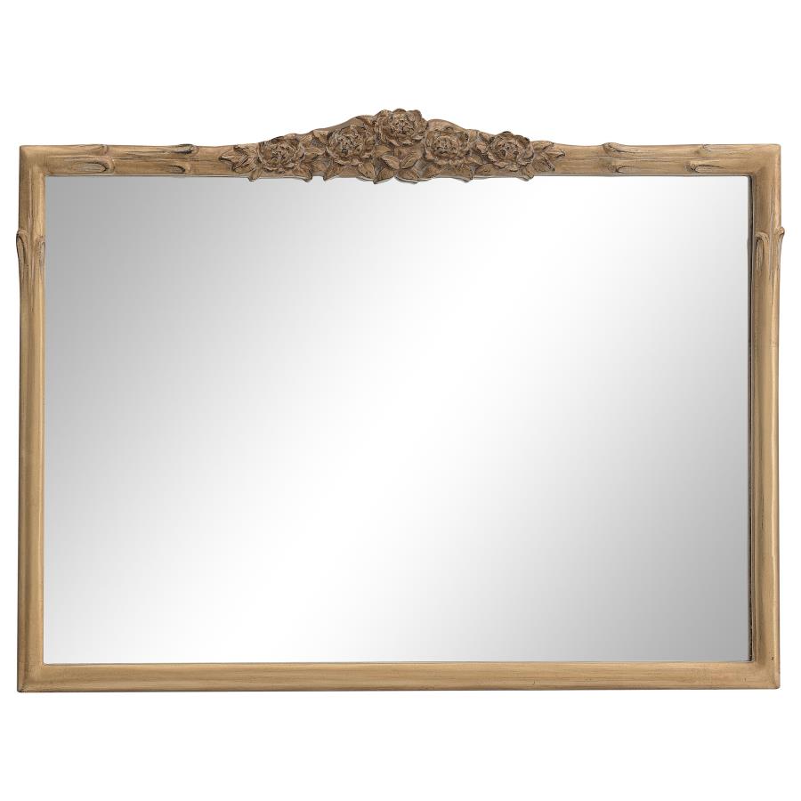 (image for) Sylvie 40 x 30 Inch French Provincial Mantle Mirror Gold