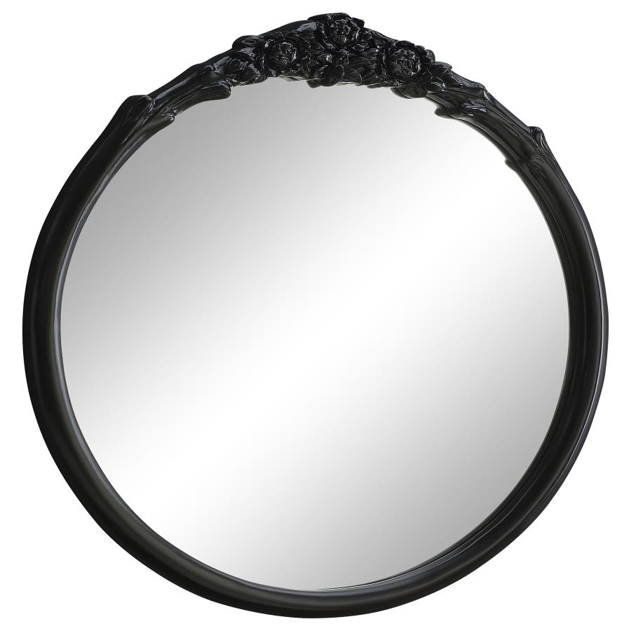 (image for) Sylvie 30 x 31 Inch French Provincial Wall Mirror Black