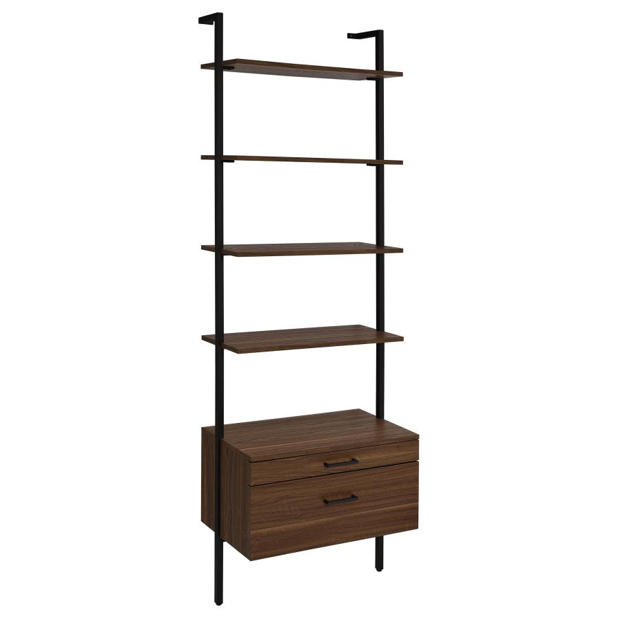 (image for) Owens 31-inch 4-shelf Storage Wall Bookshelf Walnut