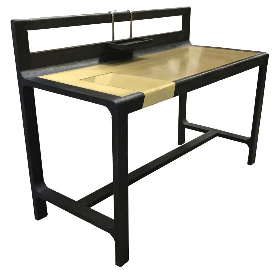 (image for) Purston 55-inch Writing Desk with Storage Black and Brass