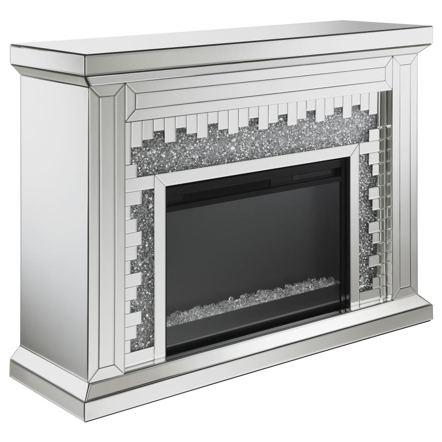 (image for) Gilmore Mirrored Freestanding Electric Fireplace Silver